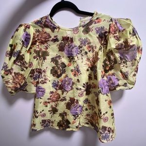 Ulla Johnson Lise Bouquet Print Organza Top